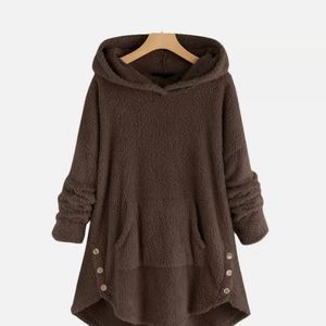 Polar fleece hoodie jacket, Brown